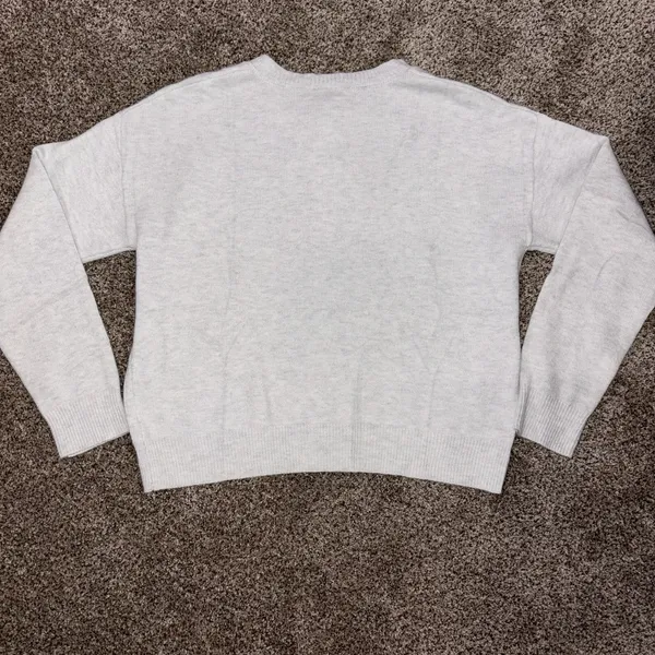 Women's Gray Button Front Knit Cardigan Sweater Crew Neck Solid Size M Size M - Image 2