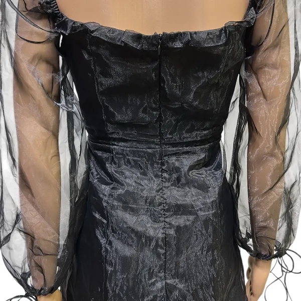 Lioness Black Corset Ruched Sheer Slv Feng Shui Lined Mini Dress Womens Medium - Image 6
