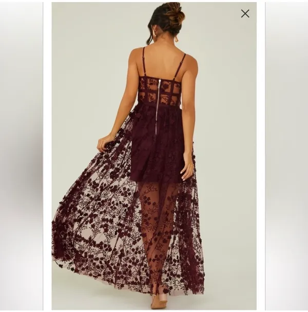 Altar'd State Burgundy formal corset prom dress - Image 2