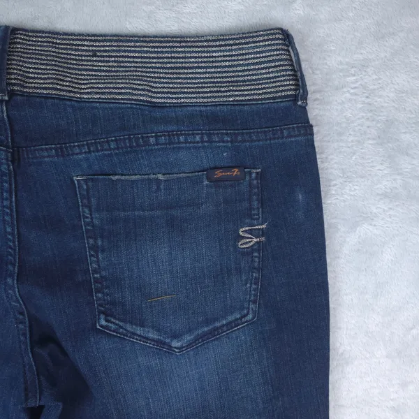 Seven7 Jeans Women 12‎ Blue Dark Wash Embellished Waistband Stretch Bootcut Y2K - Image 5