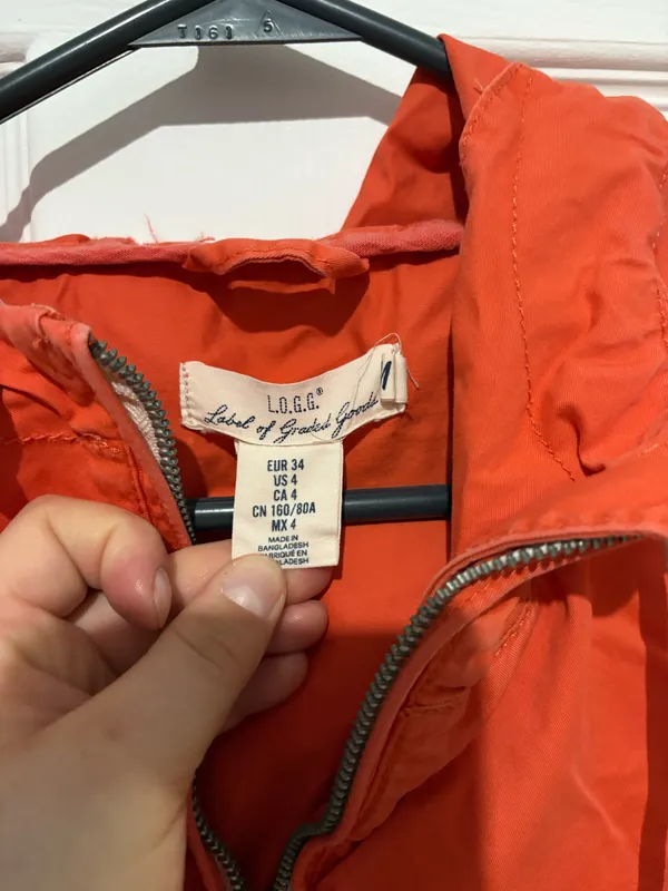 H&M LOGG Orange Hooded Lightweight Jacket - Image 5
