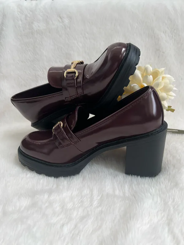 Madden Girl Madden NYC Burgundy Heeled Loafers size 7.5 - Image 8