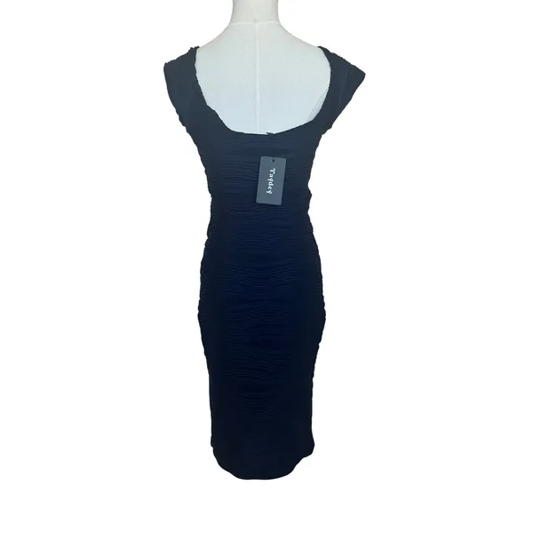 Navy Blue Bodycon Mini Dress SMALL Ribbed Career Cocktail Party Taydey NEW - Image 6