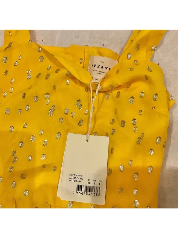 SALE NWT SÉZANE ANNIE MAXI DRESS Golden yellow SZ4 silk BUST 30IN run small - Image 4