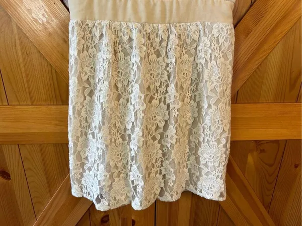 American Eagle Summer Lace Overlay Dress White Cream Size 2 Cap Sleeve nwt (069 - Image 2