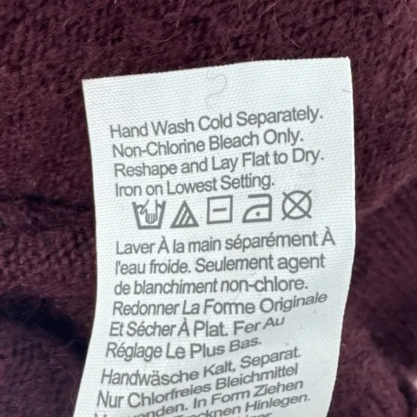 J.Crew Merino Alpaca Blend Mock neck Puff Sleeve‎ Sweater Maroon Size Medium - Image 6