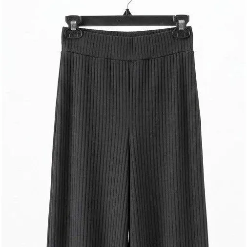 OLIA Womens Black Ribbed Knit Wide Leg Pants Palazzo Office Est XS Whimsigoth - Image 6