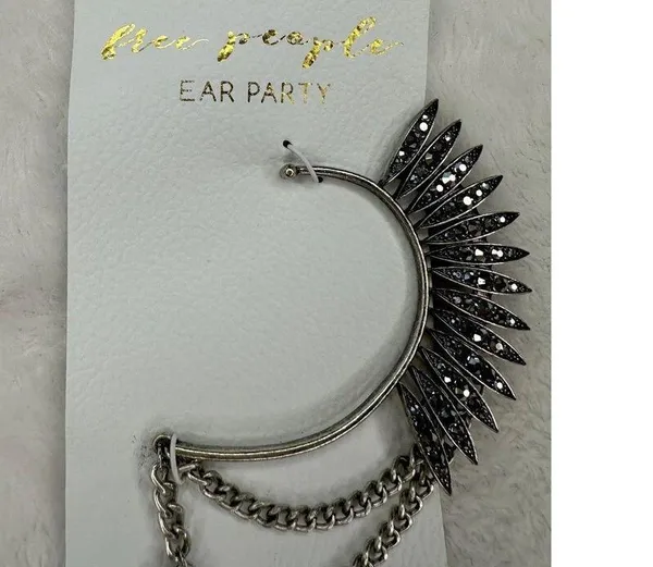 NEW Free People Birds Of A Feather Cocktail Earring Ear Party Cuff Sparkle Retro - Image 4