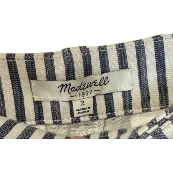 Madewell Women's Skirt Striped Straight Mini Pockets‎ Cotton Blue White Size 2 - Image 4