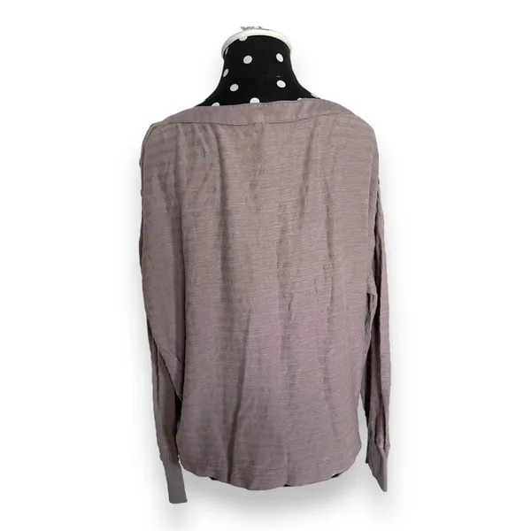 Anthropologie Womens Top Sz M Gray‎ Striped Long Sleeve Buttons Boat Neckline - Image 6