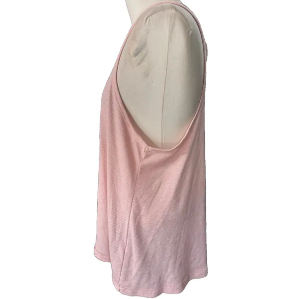 Free People Tank Top Womens Medium Pink Ribbed Racerback Oversized Swing - Image 3