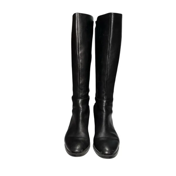 Tory Burch Womens 9.5 Caitlin Riding Boots Knee High Leather Black Logo‎ Pull On - Image 2