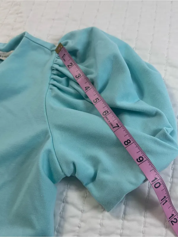 English Factory 100% Cotton Women’s XS Puff Sleeve Mini Dress in Mint Green - Image 10