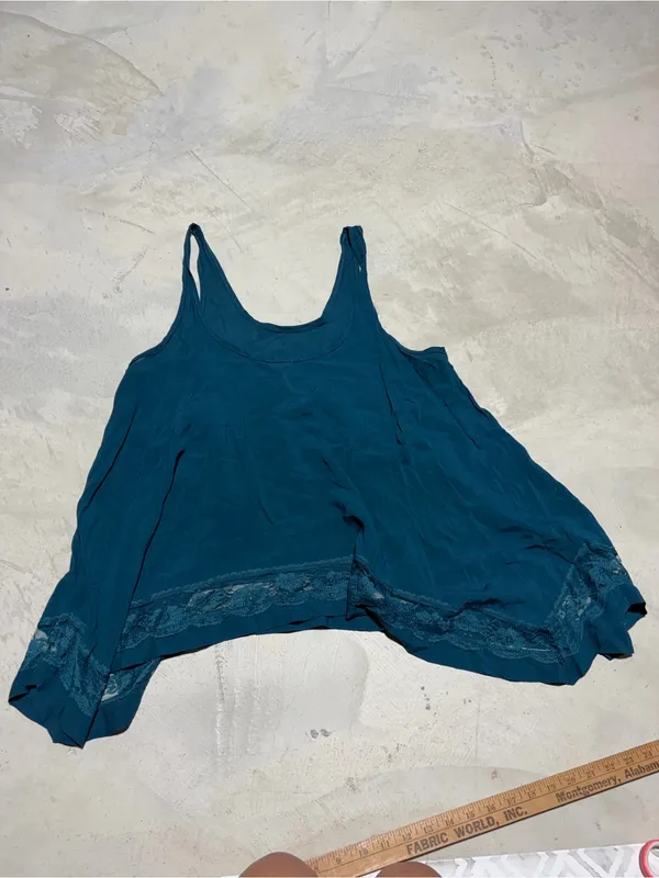 Free people intimately Teal Lace Hem Tank Top medium - Image 5