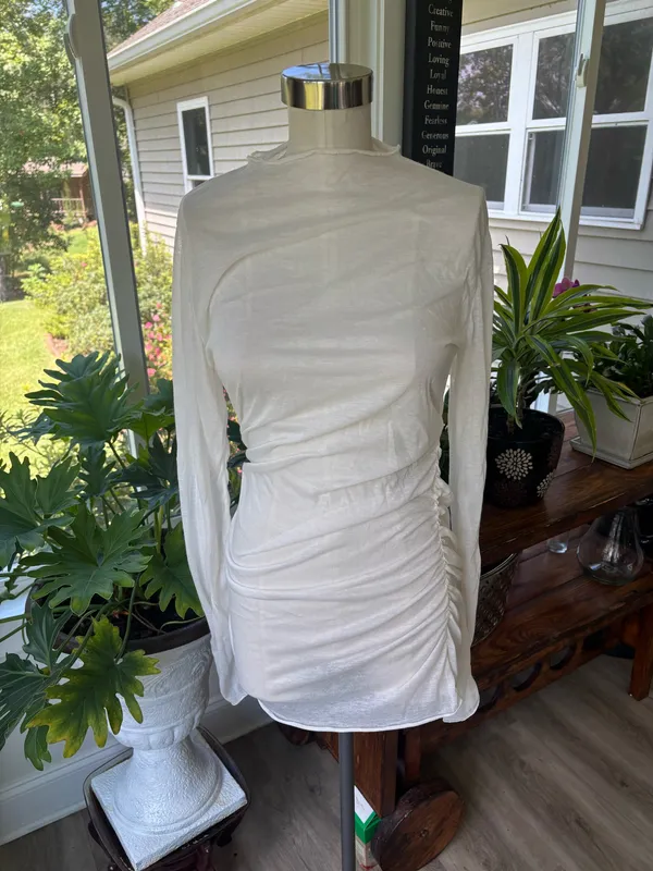 Long Sleeve Transparent Top White - Image 2