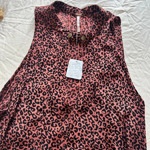 Free People Leopard Print swing mini dress swing tunic XL nwt boho - Image 5