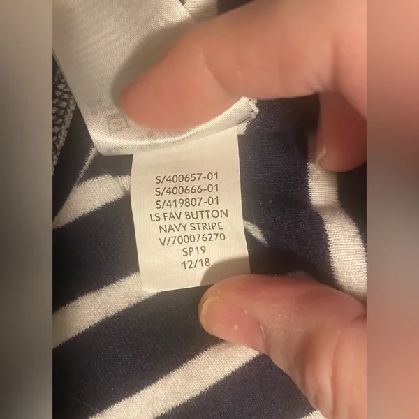 Gap Blue/White Favorite Stripe Long Sleeve Button-Shoulder T-Shirt - Image 9