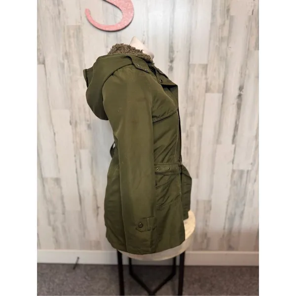 JYY Faux Fur Jacket Removable Raincoat Green Size S - Image 3