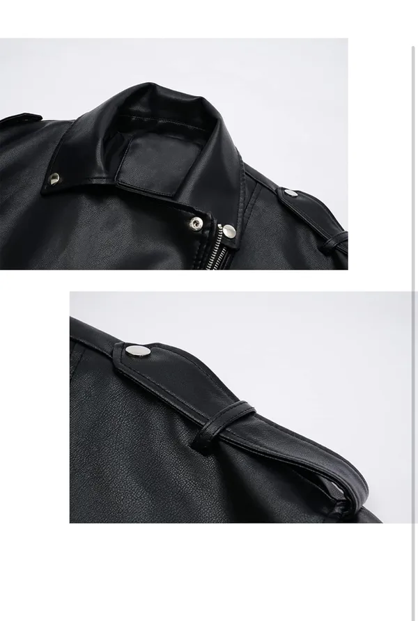 Black Rivet Black Faux Leather Jacket - Image 4