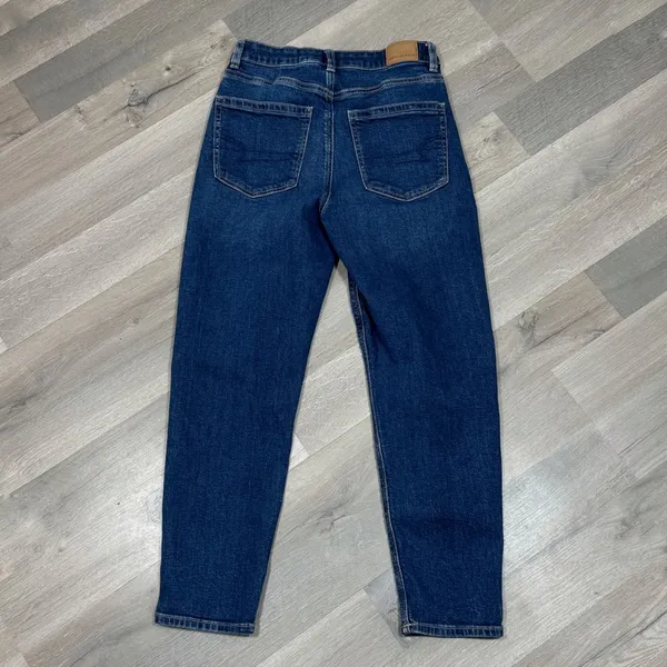 American Eagle Mom Jeans Women 2 Short Blue Tapered Leg High Rise Stretch Y2K‎ - Image 9