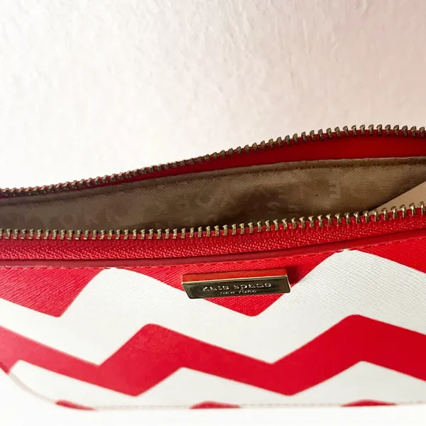 KATE SPADE South of the Border Lolly Red White Chevron Pattern Wristlet Boho - Image 5
