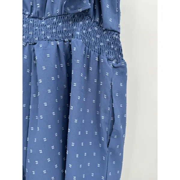 BloomChic Romper Womens 12 Blue Swiss Dot Sleeveless Sweetheart Neckline Summer - Image 5