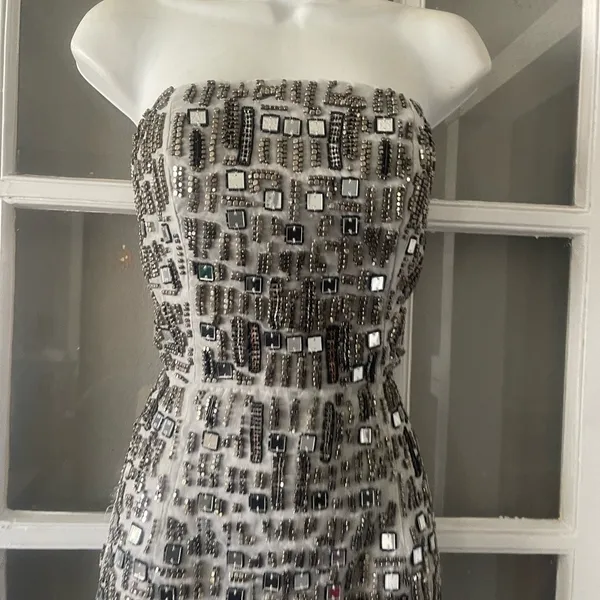 Topshop‎ Strapless Beaded Mini Dress - Image 5