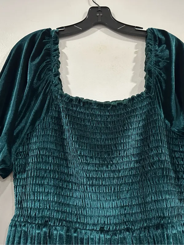 Baltic Born Vivaldi Smocked Velvet Midi Dress XL Emerald Green - Image 2