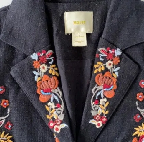 Anthropologie Embroidered Black Blazer Jacket Ellen Maeve - Image 6