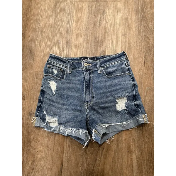 Hollister Shorts Womens 27 Blue High-Rise Short 3 Distressed Denim Cuff‎ Shorts - Image 2