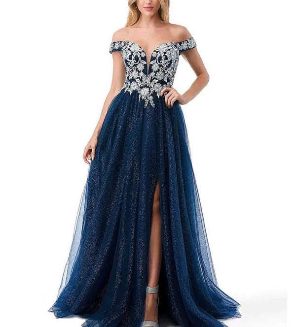 Blue Dillard's Navy Dress Prom Sparkly - Image 2