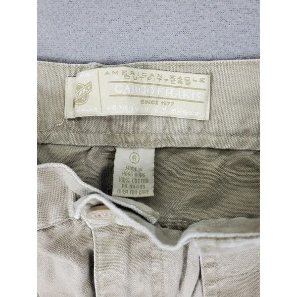 American Eagle Outfitters Cargo Khakis Womens Size 6 Beige‎ Cotton Pants - Image 3
