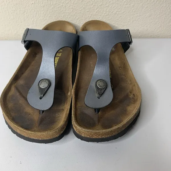 Birkenstock Gizeh Leather Thong Silver/Gray Sz 37 US 6 Regular Sandals Slip On - Image 5