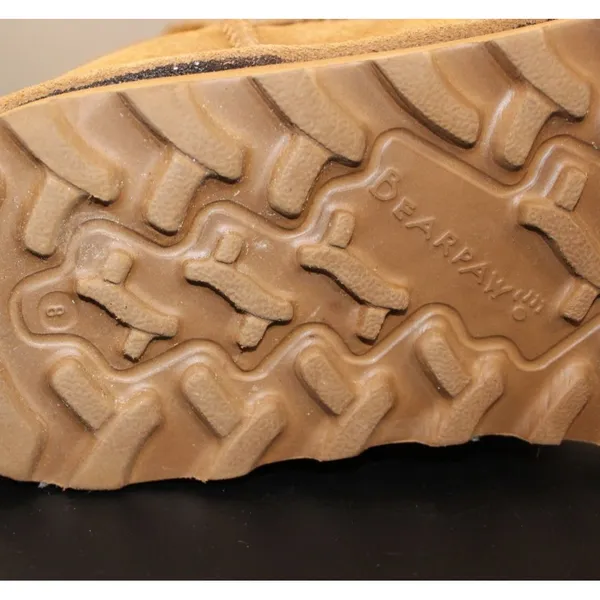 BEARPAW Elle Womens Size 8 Hickory Tan Suede Shearling Winter Boots Short - Image 9