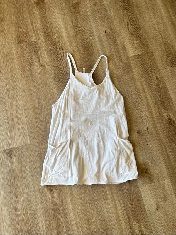 Free People Movement Hot Shot Mini Dress Womens Medium White Racerback Pockets - Image 8