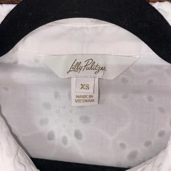 Lilly Pulitzer White Singrid Eyelet Long Sleeve Button Down Top Women's Size XS - Image 5