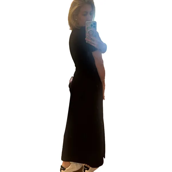 Black maxi dress with short sleeves. - Image 3