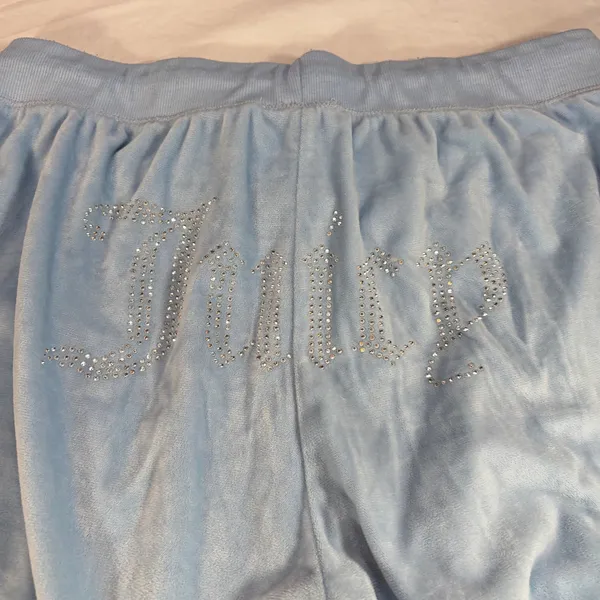 Juicy Couture womens light blue velour pants. Size XL. Juicy bedazzle, wide leg - Image 2
