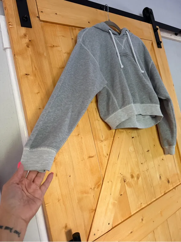 Abercrombie & Fitch Cropped Oversized Logo Hoodie Grey Size XS⁠ - Image 6