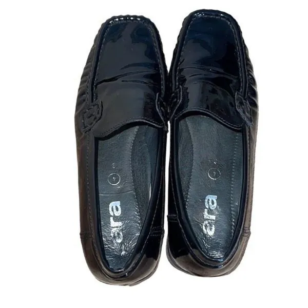 Ara Womens Patent Leather Square Toe Slip-On Loafer‎ Flat Shoes Black Size 6.5 - Image 3