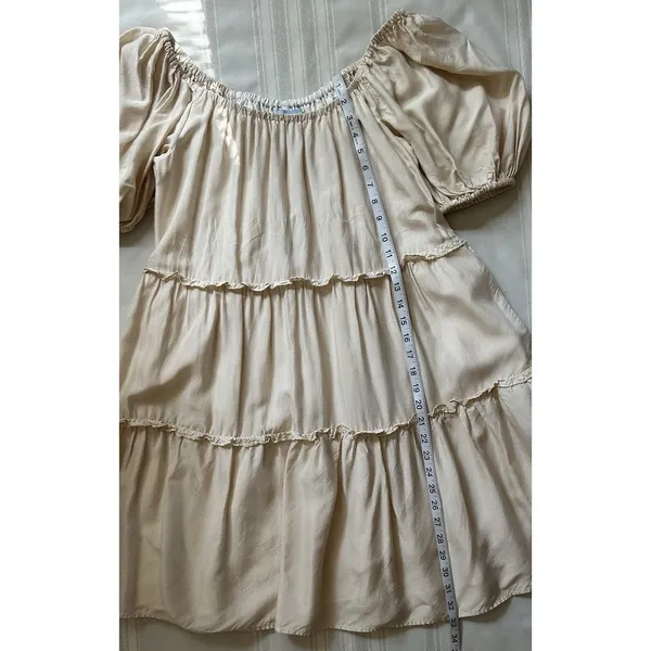 Antonio Melani Taylynn Off Shoulder Tiered Mini Dress Yellow Size M Boho Style - Image 10