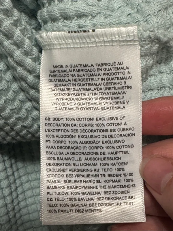 The North Face Pale Aqua Waffle Mock Neck Chabot Sweatshirt Hiking Outdoors sz L - Image 10
