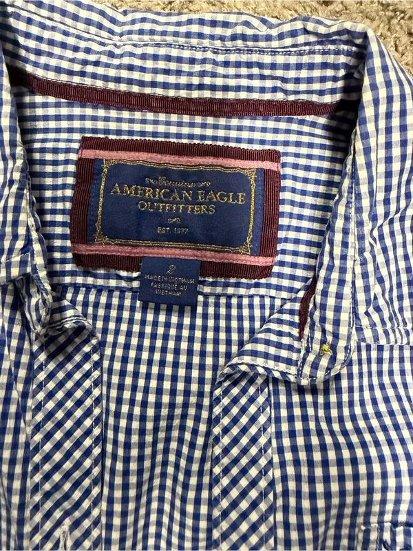 American Eagle Outfitters Blue Gingham Button-Down Shirt - Image 2