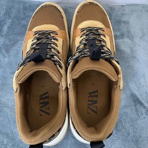 ZARA Chunky Platform Sneakers Brown Tan Size 41/ US 10 Trendy - Image 4