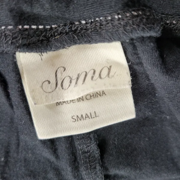 Soma Cool Collection Night Pajama Set S/M Black Stripes Lace Trim Crop Button Up - Image 2