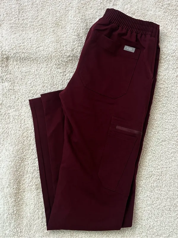 FIGS Yola High-Rise Slim Scrub Pant in burgandy size XXS NWOT - Image 4