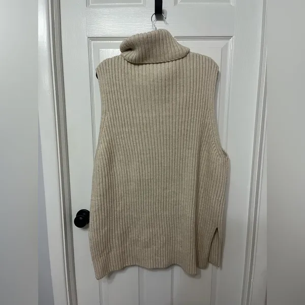 H&M Women's Turtleneck Sweater Sleeveless Wool Blend Vest Tan Size XXL‎ - Image 9