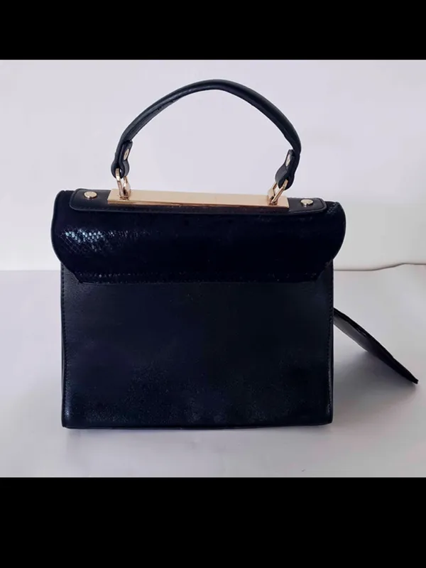 Dune London snake Black Top-Handle purse bag gold accent - Image 3