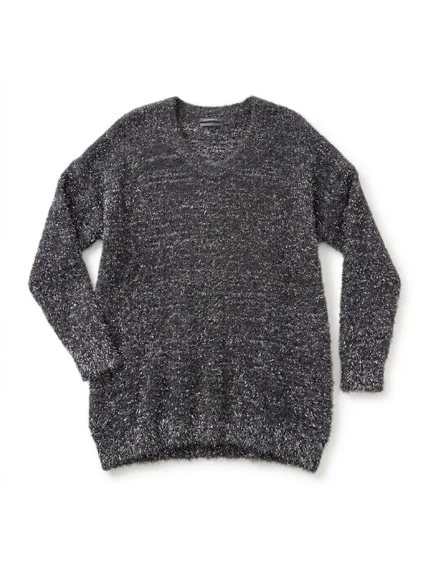 By Anthropologie Eyelash Knit‎ Mini Gray Silver Dress Size Large EUC - Image 2