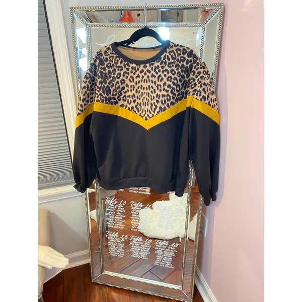SheIn Color Block Leopard Panel Drop Shoulder Sweater 2XL - Image 15